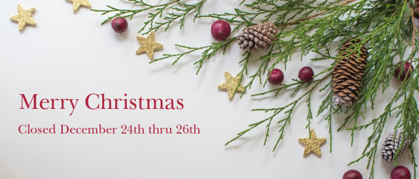 Office closed for Christmas Dec 24, 25, 26